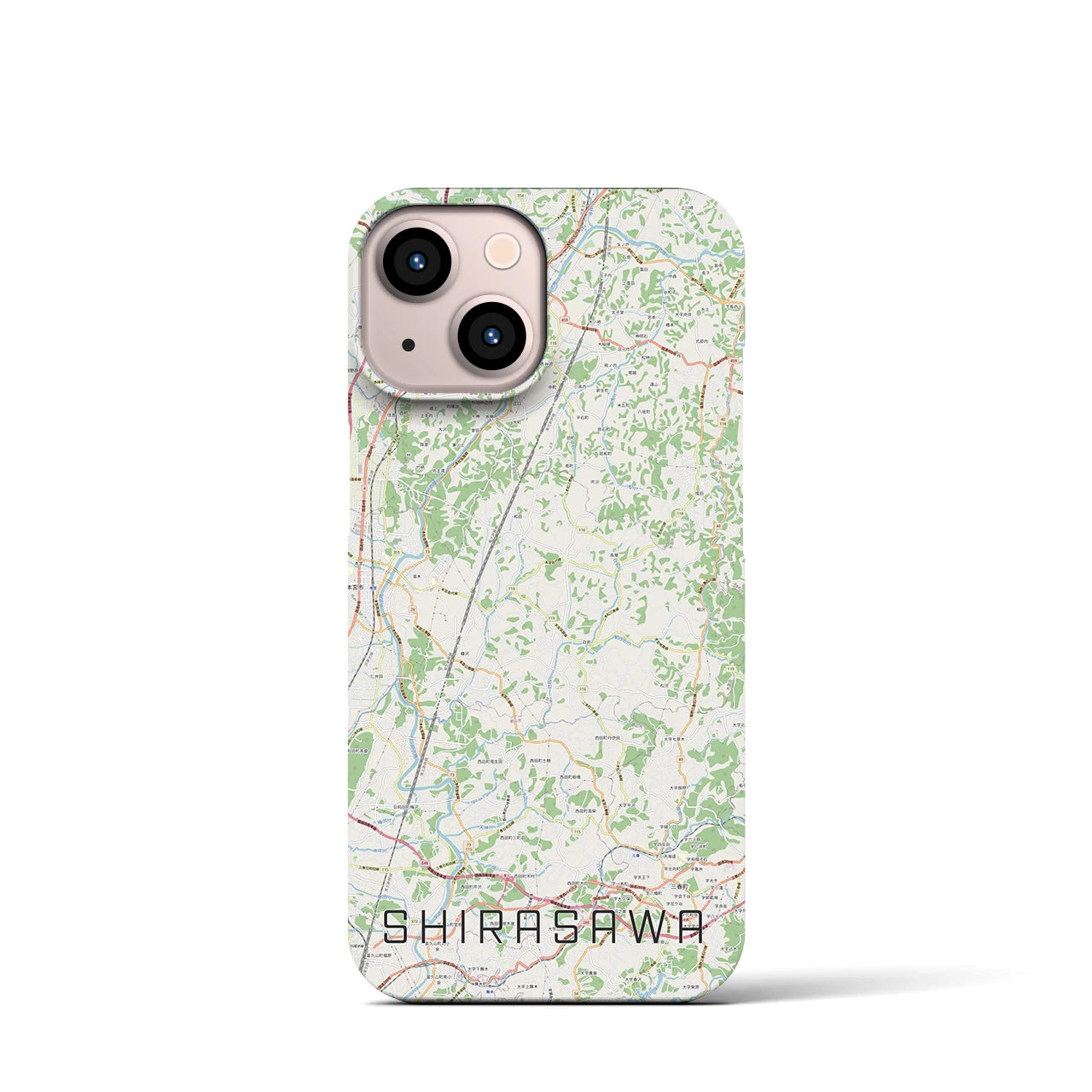 【白沢】地図柄iPhoneケース（バックカバータイプ・ナチュラル）iPhone 13 mini 用