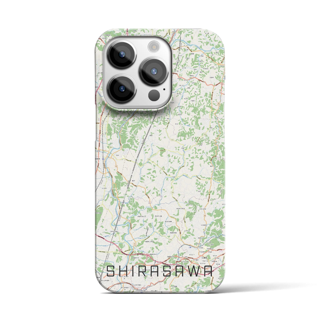 【白沢】地図柄iPhoneケース（バックカバータイプ・ナチュラル）iPhone 14 Pro 用