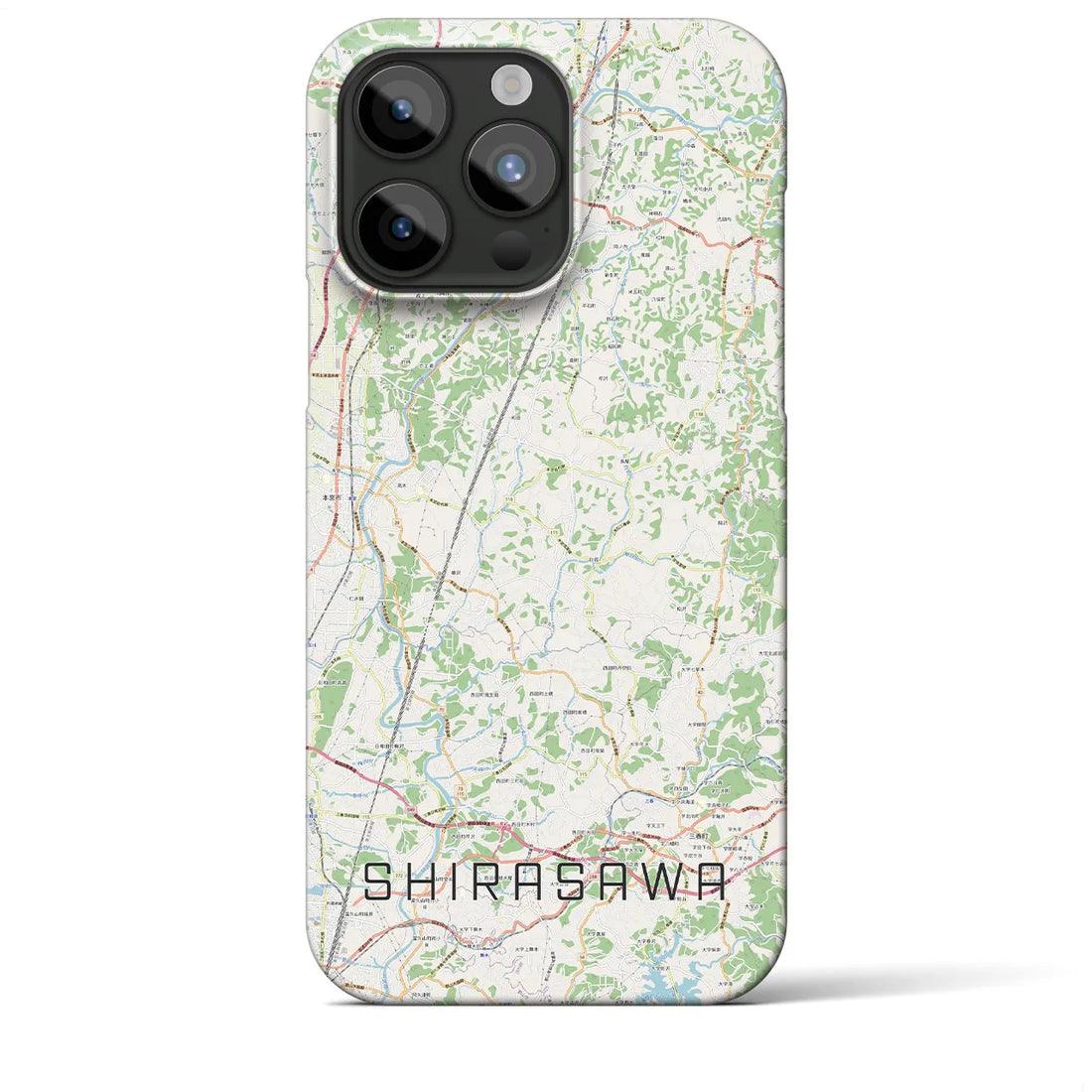 【白沢】地図柄iPhoneケース（バックカバータイプ・ナチュラル）iPhone 15 Pro Max 用