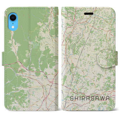 【白沢（福島県）】地図柄iPhoneケース（手帳タイプ）ナチュラル・iPhone XR 用