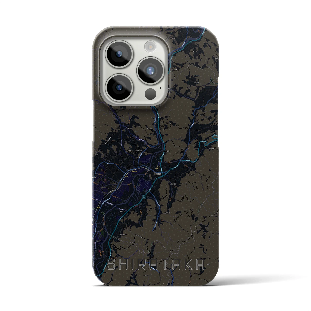 【白鷹】地図柄iPhoneケース（バックカバータイプ・ブラック）iPhone 15 Pro 用