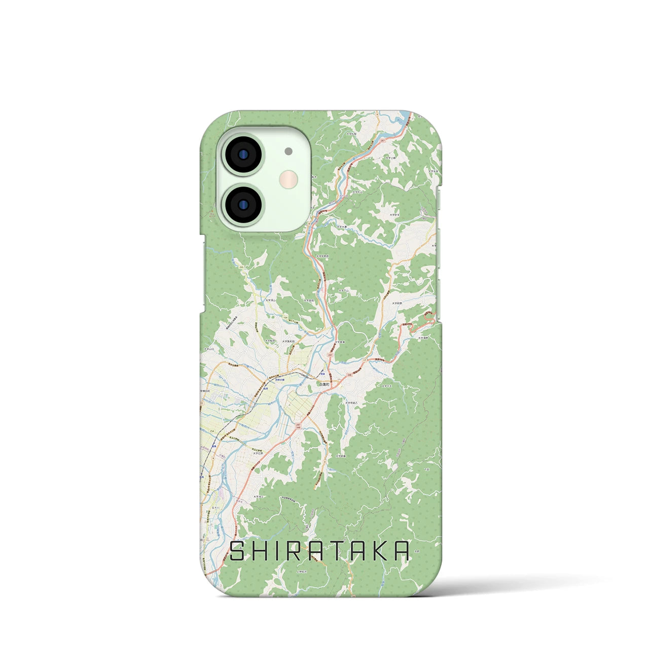 【白鷹】地図柄iPhoneケース（バックカバータイプ・ナチュラル）iPhone 12 mini 用
