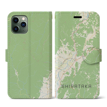 【白鷹（山形県）】地図柄iPhoneケース（手帳タイプ）ナチュラル・iPhone 11 Pro 用