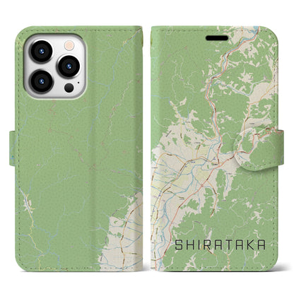 【白鷹（山形県）】地図柄iPhoneケース（手帳タイプ）ナチュラル・iPhone 13 Pro 用