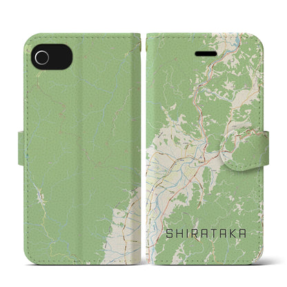 【白鷹（山形県）】地図柄iPhoneケース（手帳タイプ）ナチュラル・iPhone SE（第3 / 第2世代） / 8 / 7 / 6s / 6 用