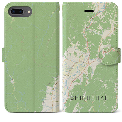 【白鷹（山形県）】地図柄iPhoneケース（手帳タイプ）ナチュラル・iPhone 8Plus /7Plus / 6sPlus / 6Plus 用