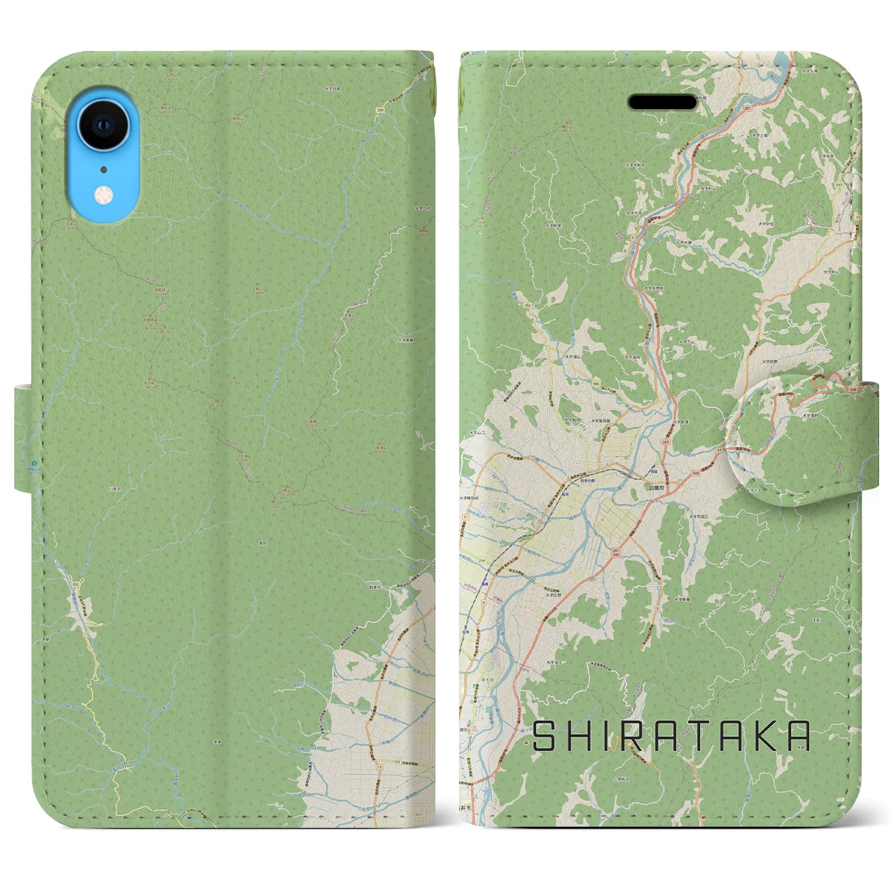 【白鷹（山形県）】地図柄iPhoneケース（手帳タイプ）ナチュラル・iPhone XR 用