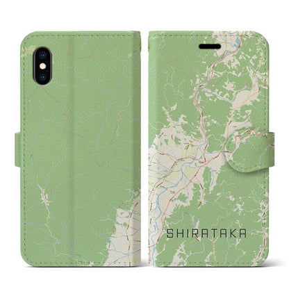 【白鷹（山形県）】地図柄iPhoneケース（手帳タイプ）ナチュラル・iPhone XS / X 用