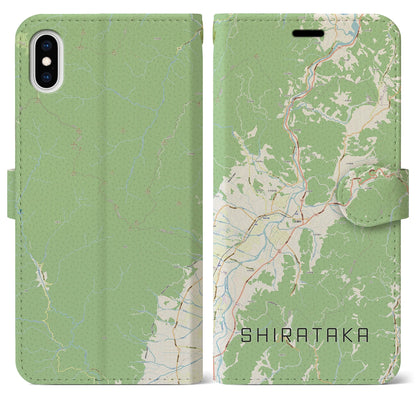 【白鷹（山形県）】地図柄iPhoneケース（手帳タイプ）ナチュラル・iPhone XS Max 用