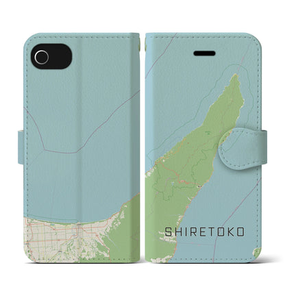 【知床（北海道）】地図柄iPhoneケース（手帳タイプ）ナチュラル・iPhone SE（第3 / 第2世代） / 8 / 7 / 6s / 6 用