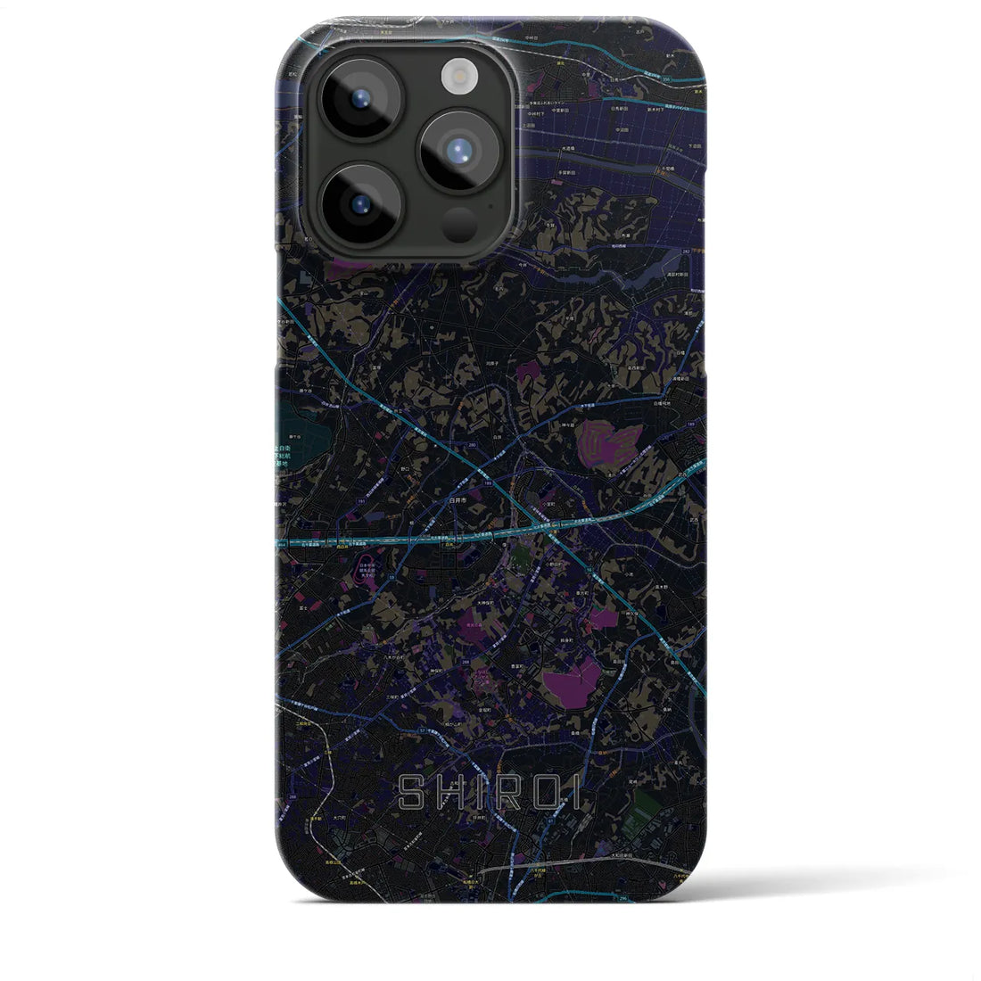 【白井】地図柄iPhoneケース（バックカバータイプ・ブラック）iPhone 15 Pro Max 用