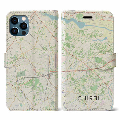 【白井（千葉県）】地図柄iPhoneケース（手帳タイプ）ナチュラル・iPhone 12 / 12 Pro 用