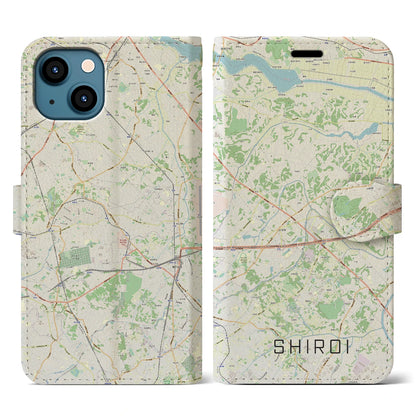 【白井（千葉県）】地図柄iPhoneケース（手帳タイプ）ナチュラル・iPhone 13 用