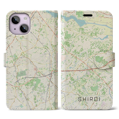【白井（千葉県）】地図柄iPhoneケース（手帳タイプ）ナチュラル・iPhone 14 用