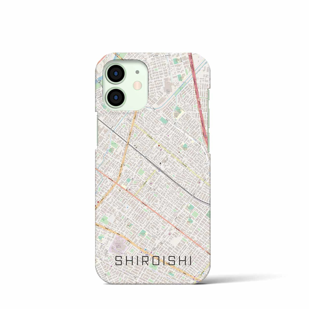 【白石（北海道）】地図柄iPhoneケース（バックカバータイプ・ナチュラル）iPhone 12 mini 用