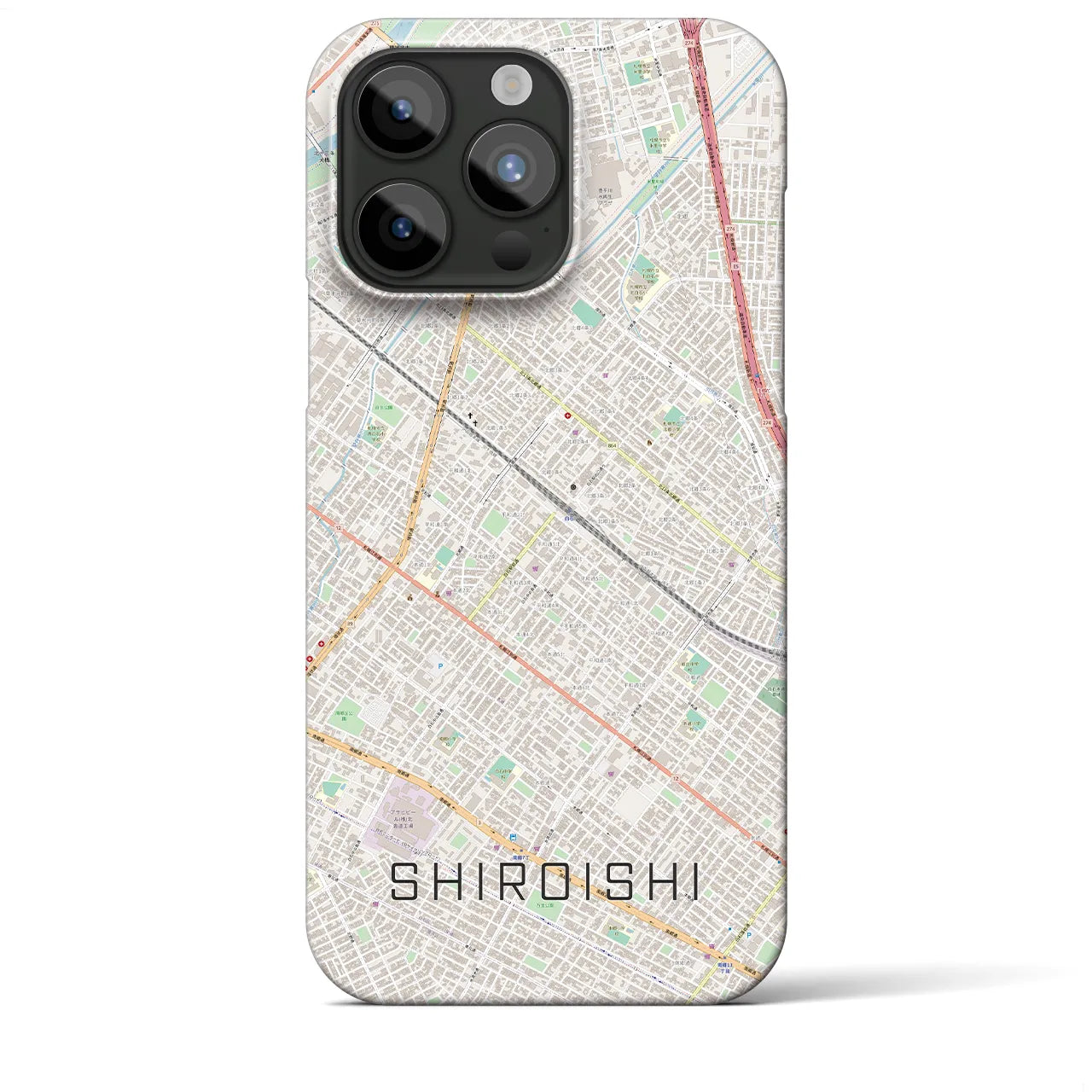 【白石（北海道）】地図柄iPhoneケース（バックカバータイプ・ナチュラル）iPhone 15 Pro Max 用