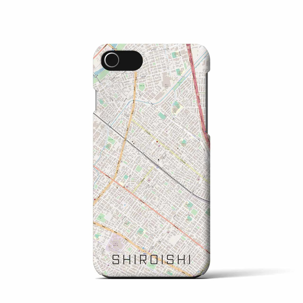 【白石（北海道）】地図柄iPhoneケース（バックカバータイプ・ナチュラル）iPhone SE（第3 / 第2世代） / 8 / 7 / 6s / 6 用