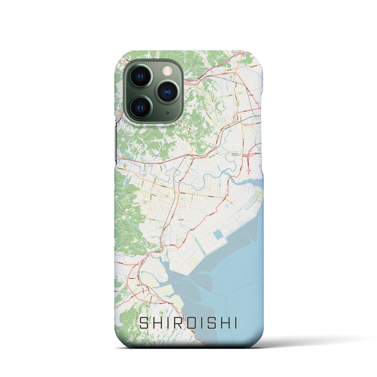 【白石（佐賀県）】地図柄iPhoneケース（バックカバータイプ・ナチュラル）iPhone 11 Pro 用