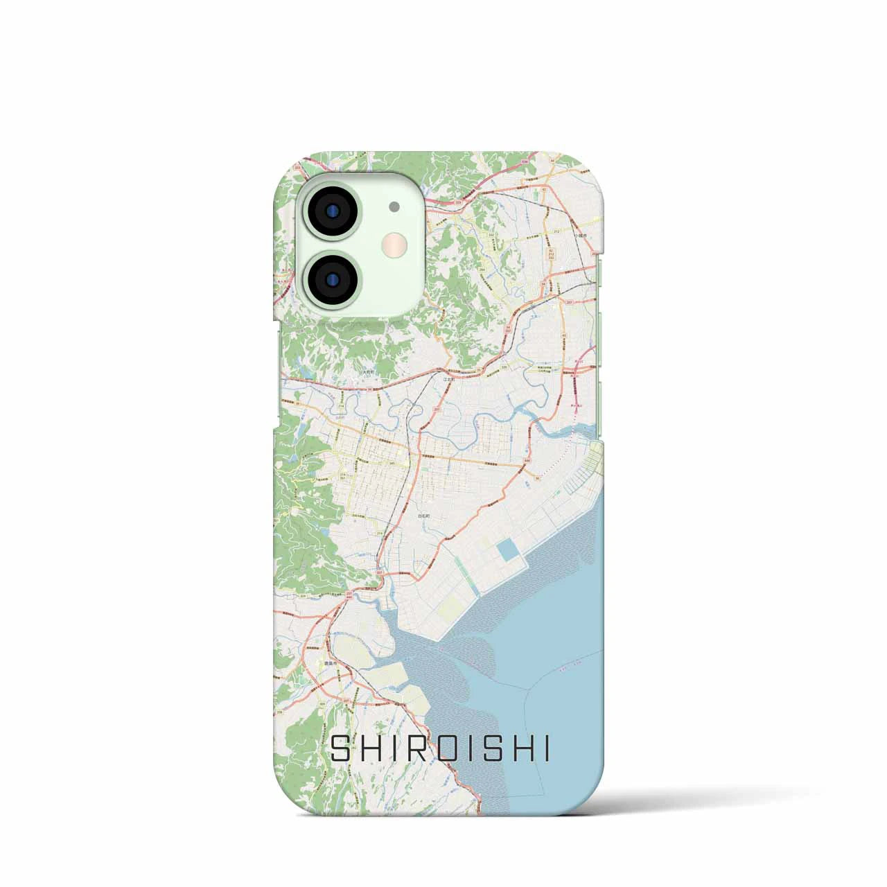 【白石（佐賀県）】地図柄iPhoneケース（バックカバータイプ・ナチュラル）iPhone 12 mini 用