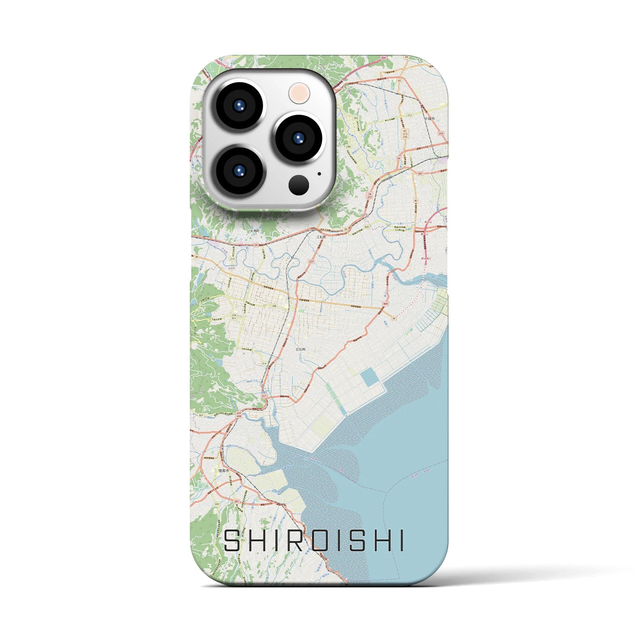 【白石（佐賀県）】地図柄iPhoneケース（バックカバータイプ・ナチュラル）iPhone 13 Pro 用