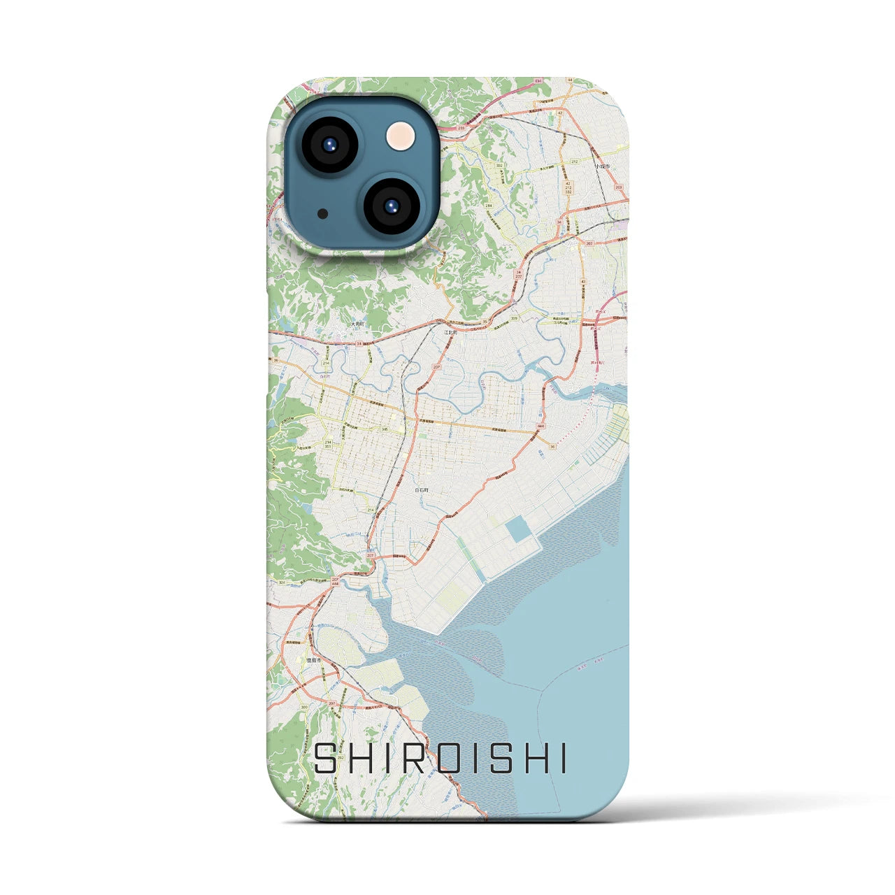 【白石（佐賀県）】地図柄iPhoneケース（バックカバータイプ・ナチュラル）iPhone 13 用