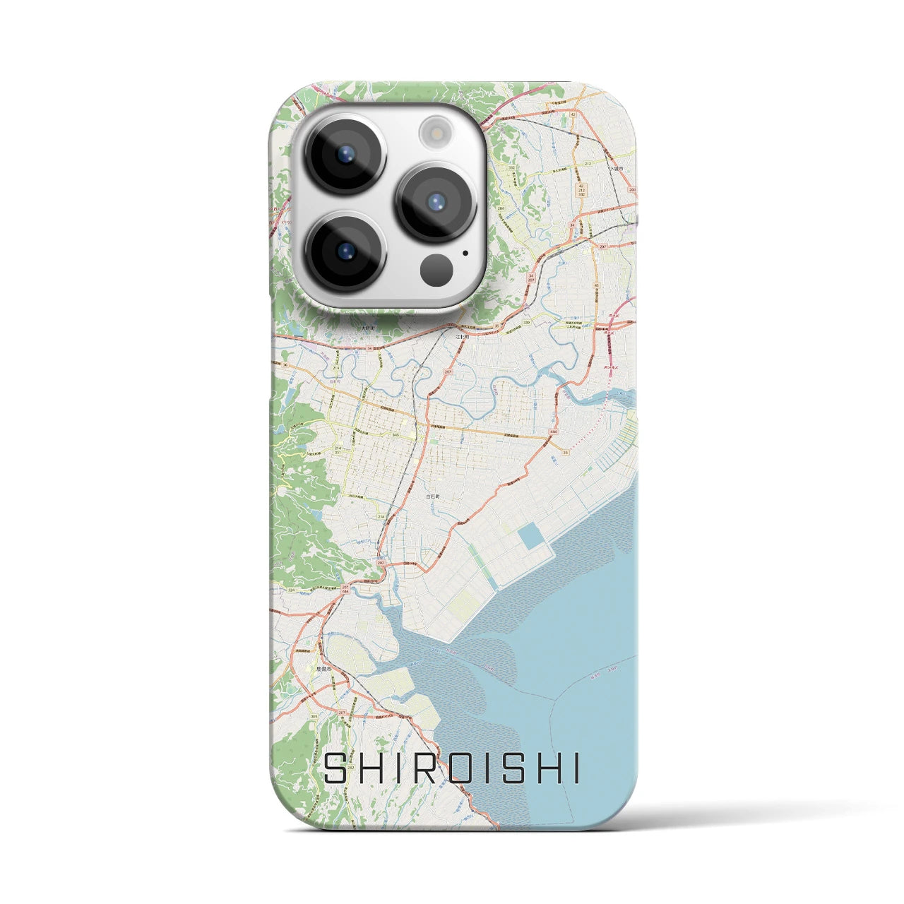 【白石（佐賀県）】地図柄iPhoneケース（バックカバータイプ・ナチュラル）iPhone 14 Pro 用