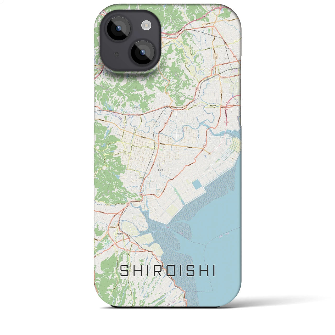 【白石（佐賀県）】地図柄iPhoneケース（バックカバータイプ・ナチュラル）iPhone 14 Plus 用