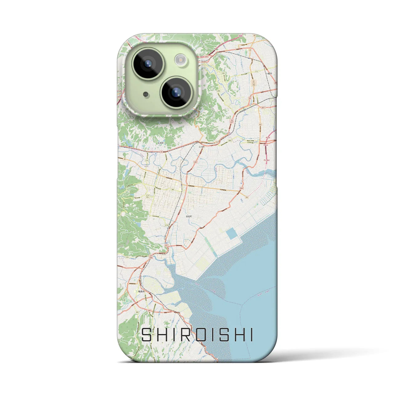 【白石（佐賀県）】地図柄iPhoneケース（バックカバータイプ・ナチュラル）iPhone 15 用