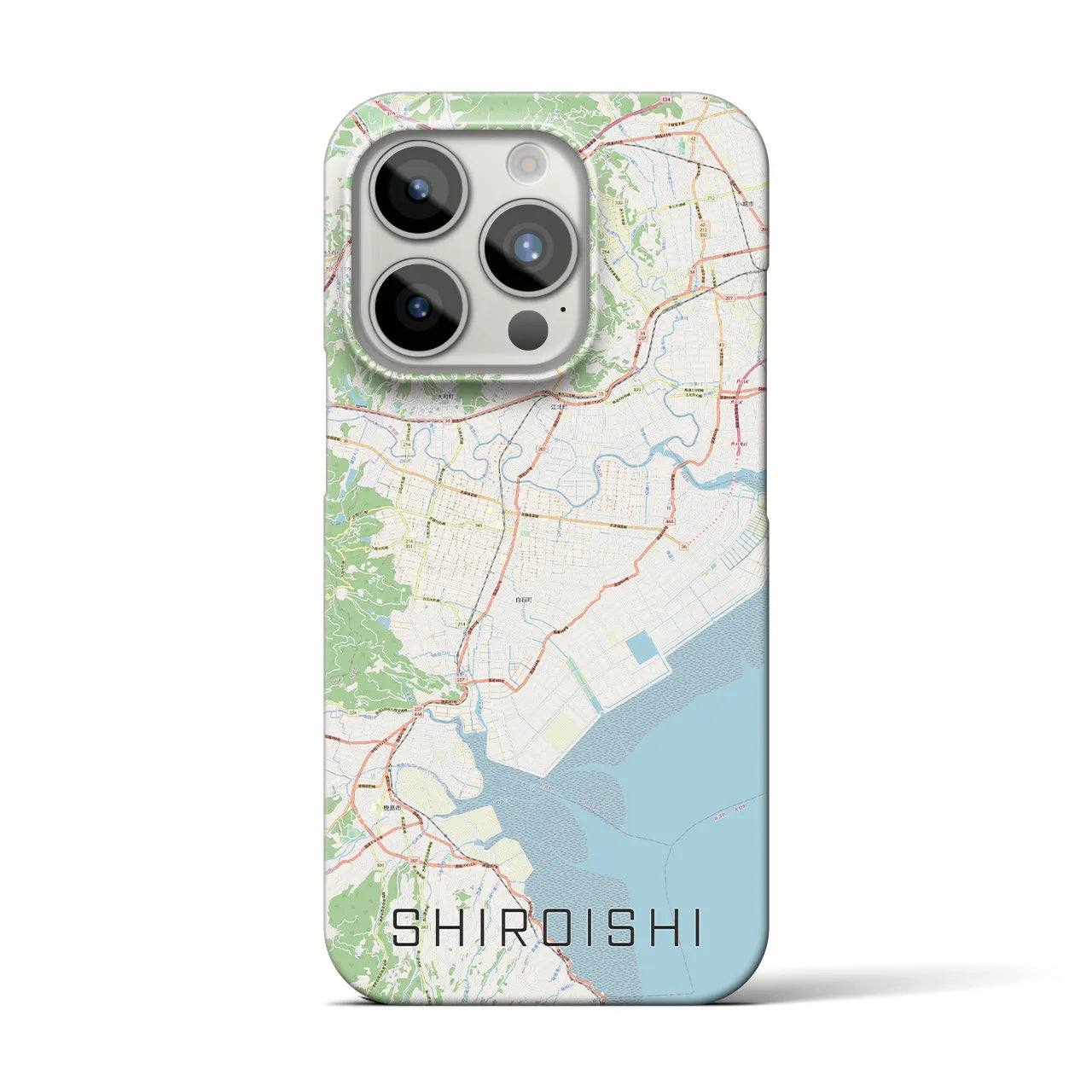 【白石（佐賀県）】地図柄iPhoneケース（バックカバータイプ・ナチュラル）iPhone 15 Pro 用
