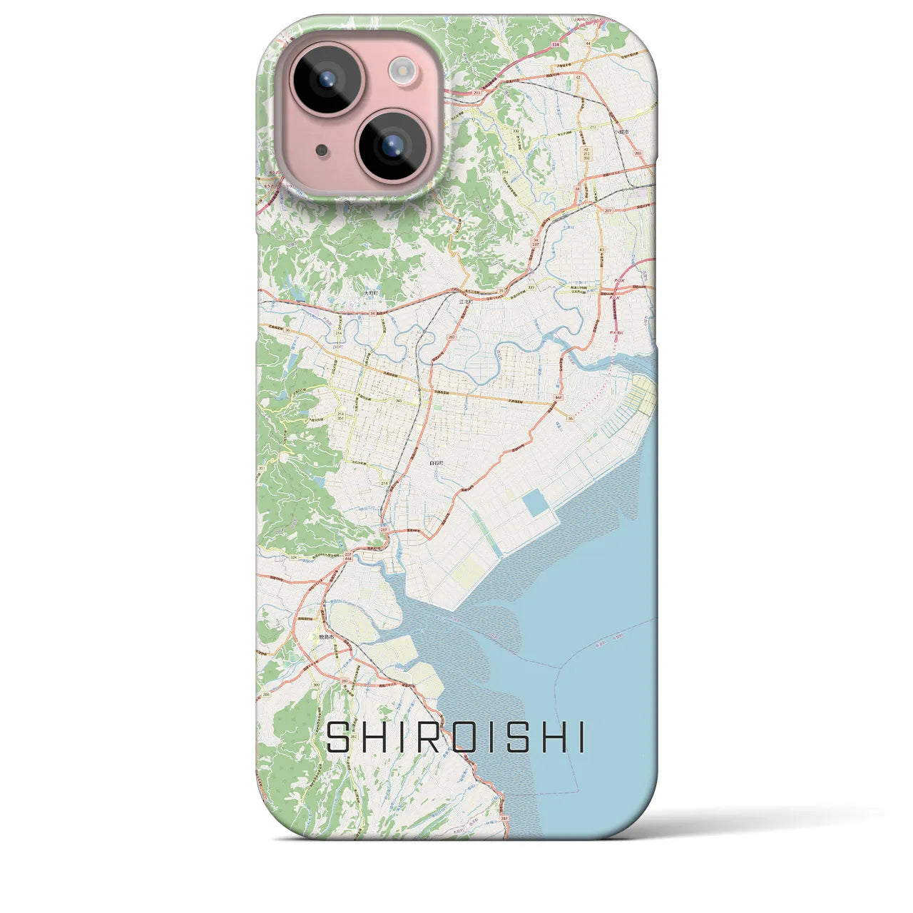 【白石（佐賀県）】地図柄iPhoneケース（バックカバータイプ・ナチュラル）iPhone 15 Plus 用