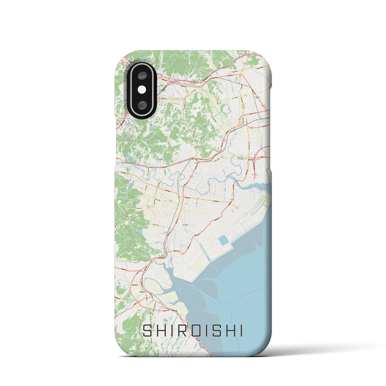 【白石（佐賀県）】地図柄iPhoneケース（バックカバータイプ・ナチュラル）iPhone XS / X 用