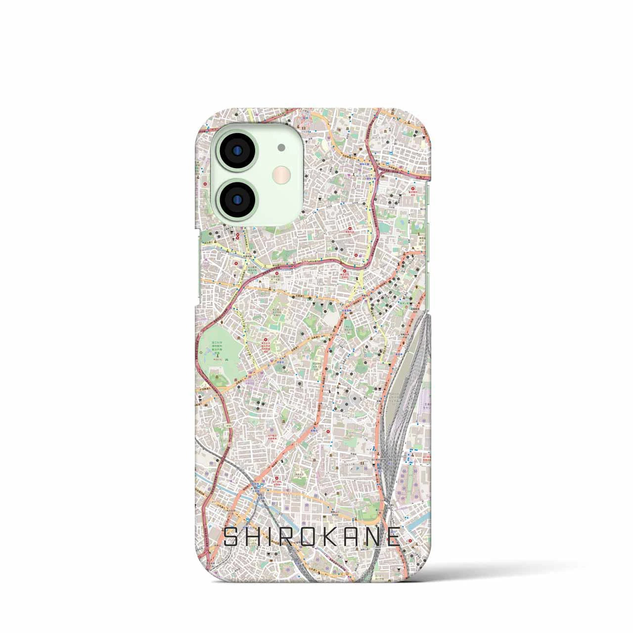 【白金】地図柄iPhoneケース（バックカバータイプ・ナチュラル）iPhone 12 mini 用