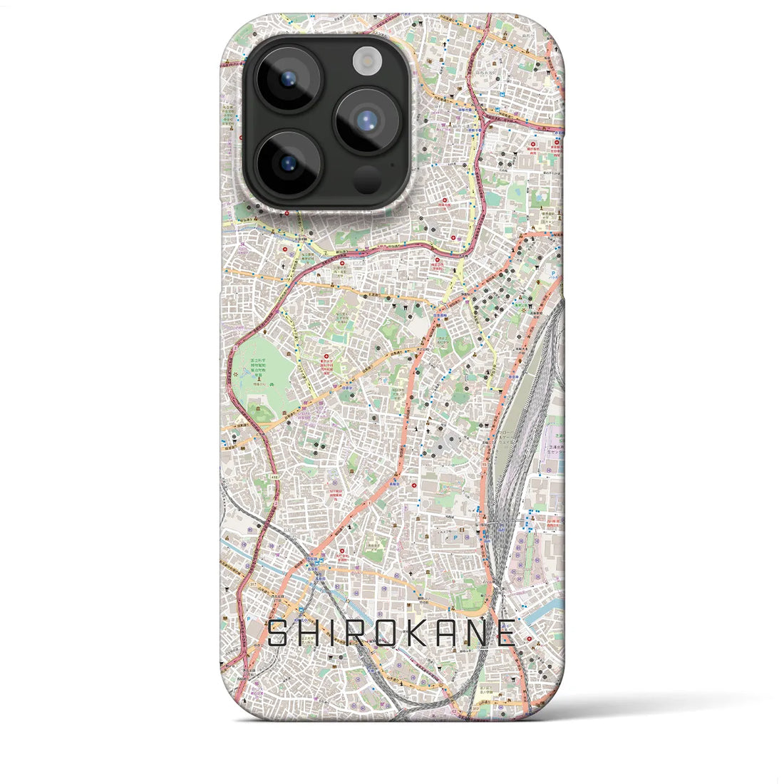 【白金】地図柄iPhoneケース（バックカバータイプ・ナチュラル）iPhone 15 Pro Max 用