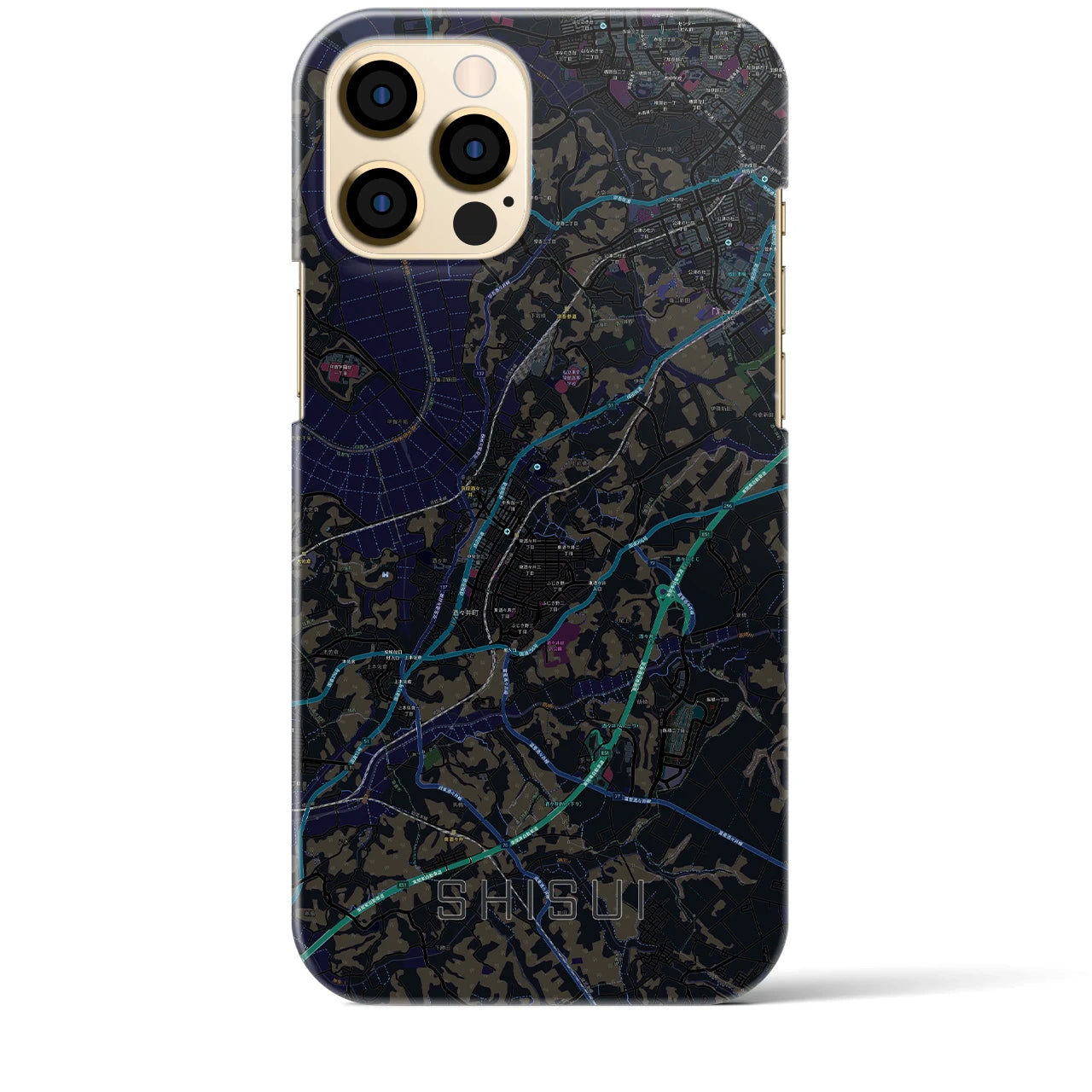 【酒々井】地図柄iPhoneケース（バックカバータイプ・ブラック）iPhone 12 Pro Max 用