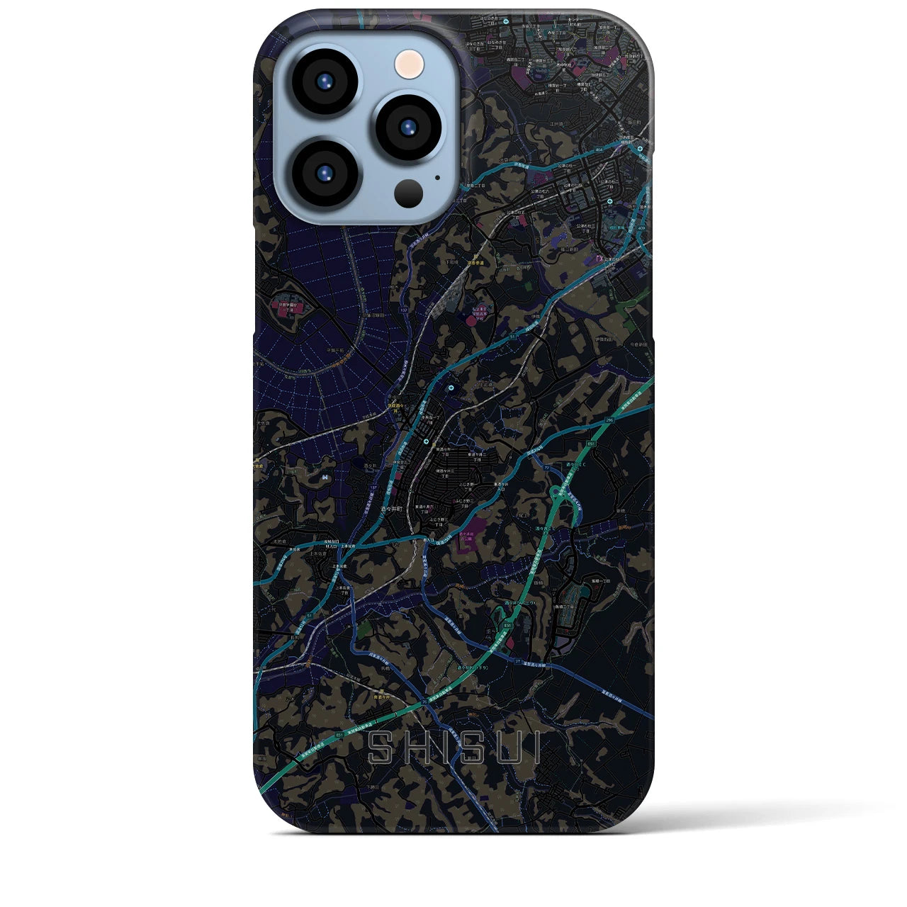 【酒々井】地図柄iPhoneケース（バックカバータイプ・ブラック）iPhone 13 Pro Max 用
