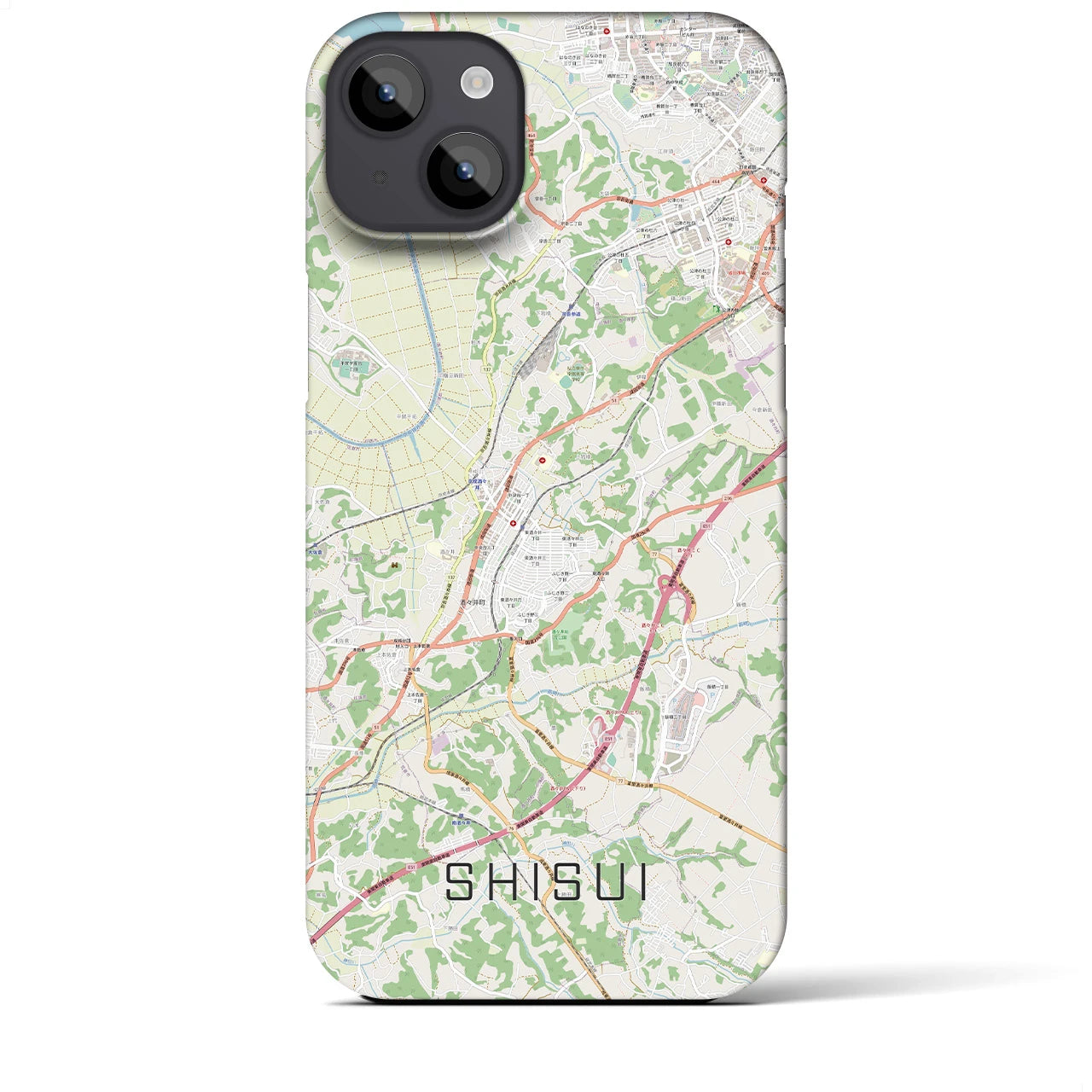 【酒々井】地図柄iPhoneケース（バックカバータイプ・ナチュラル）iPhone 14 Plus 用