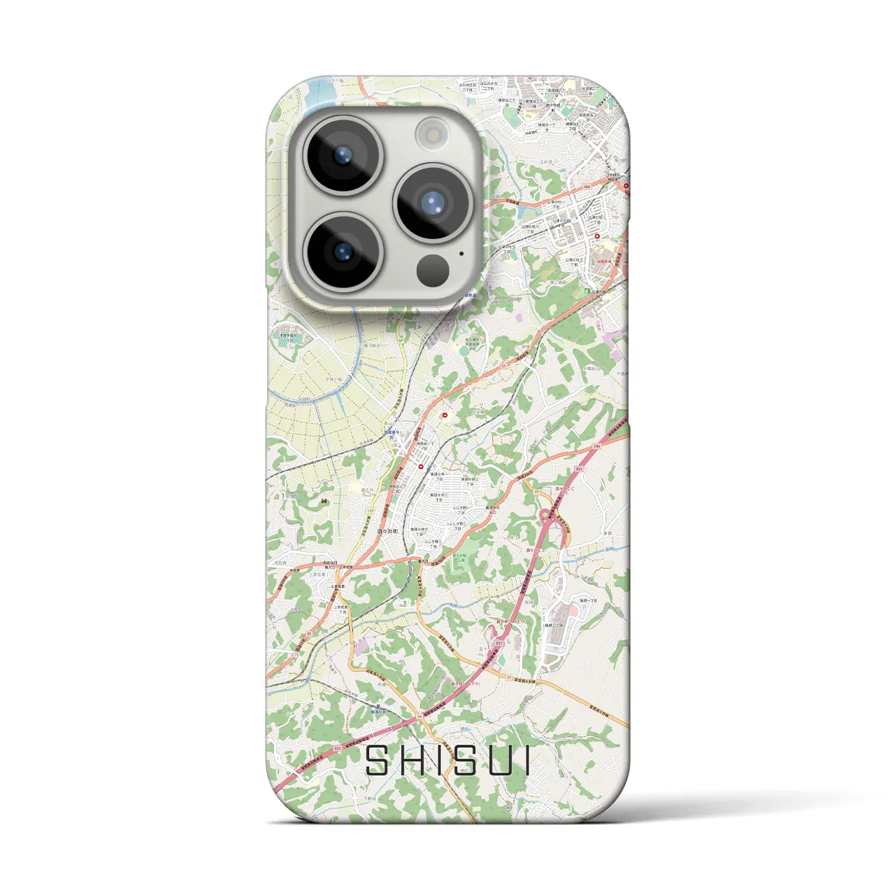 【酒々井】地図柄iPhoneケース（バックカバータイプ・ナチュラル）iPhone 15 Pro 用