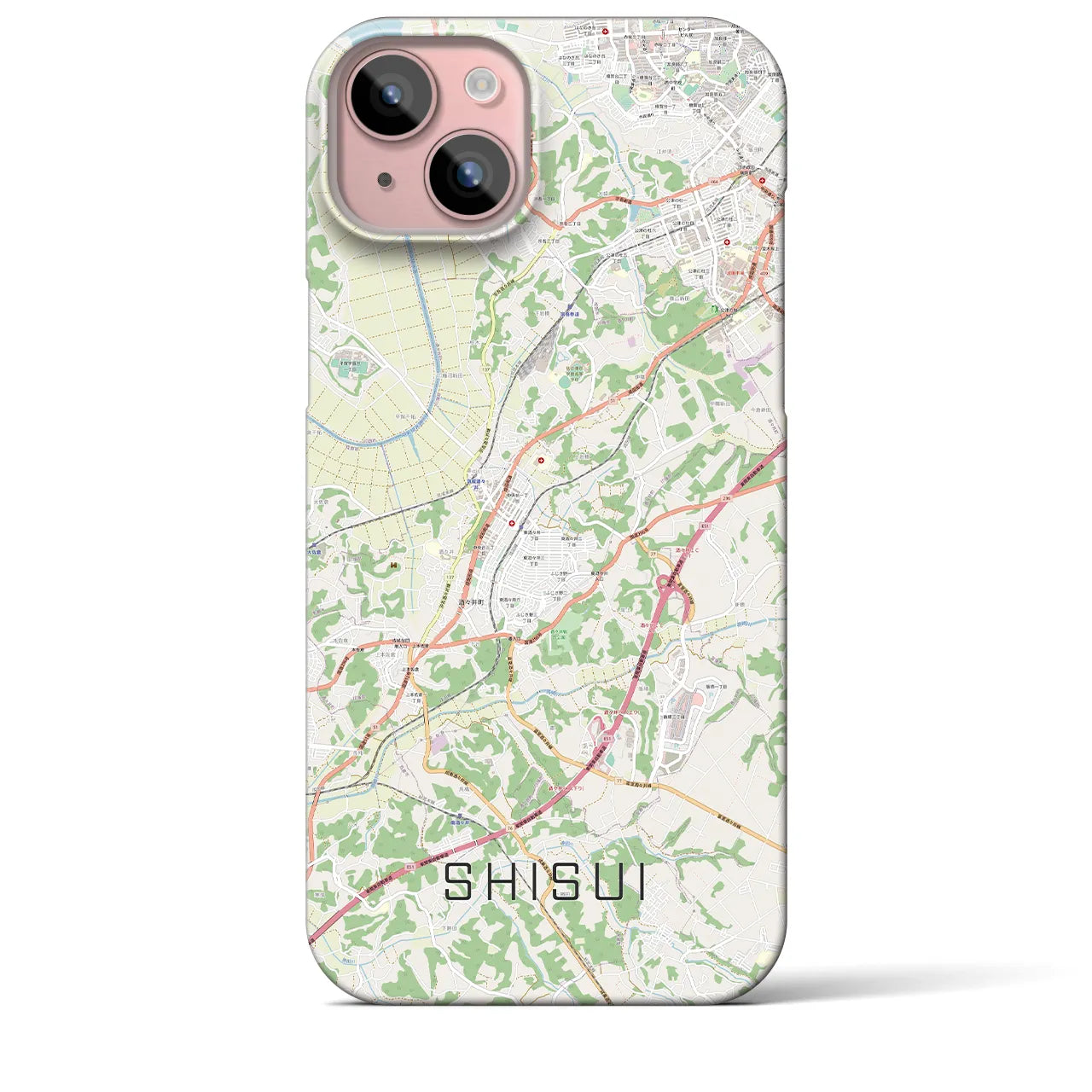 【酒々井】地図柄iPhoneケース（バックカバータイプ・ナチュラル）iPhone 15 Plus 用