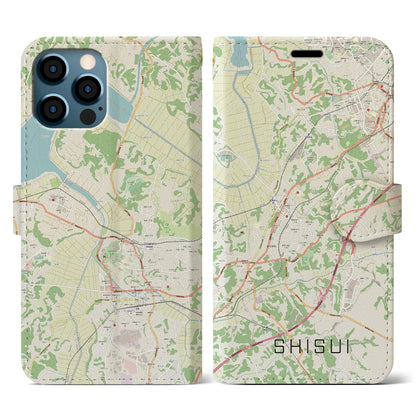 【酒々井（千葉県）】地図柄iPhoneケース（手帳タイプ）ナチュラル・iPhone 12 / 12 Pro 用