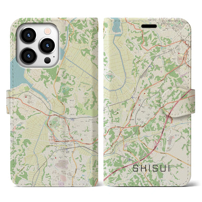 【酒々井（千葉県）】地図柄iPhoneケース（手帳タイプ）ナチュラル・iPhone 13 Pro 用