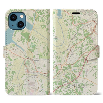 【酒々井（千葉県）】地図柄iPhoneケース（手帳タイプ）ナチュラル・iPhone 13 用