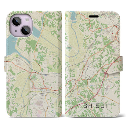 【酒々井（千葉県）】地図柄iPhoneケース（手帳タイプ）ナチュラル・iPhone 14 用