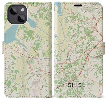 【酒々井（千葉県）】地図柄iPhoneケース（手帳タイプ）ナチュラル・iPhone 14 Plus 用