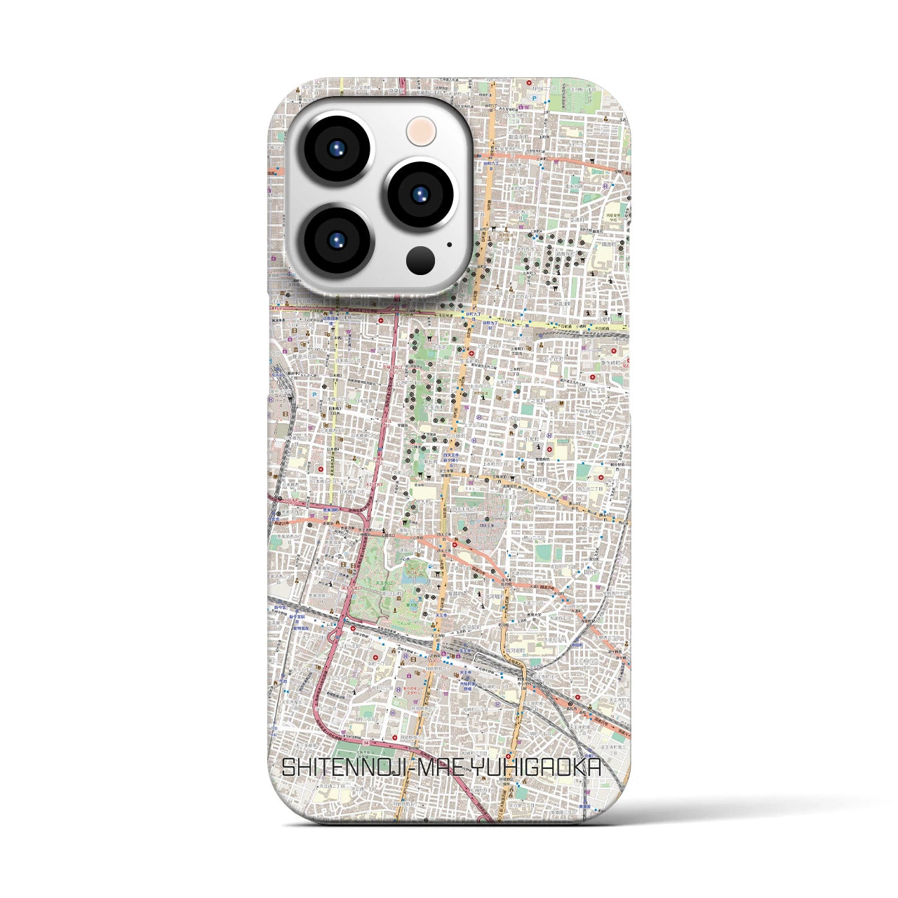 【四天王寺前夕陽ヶ丘】地図柄iPhoneケース（バックカバータイプ・ナチュラル）iPhone 13 Pro 用