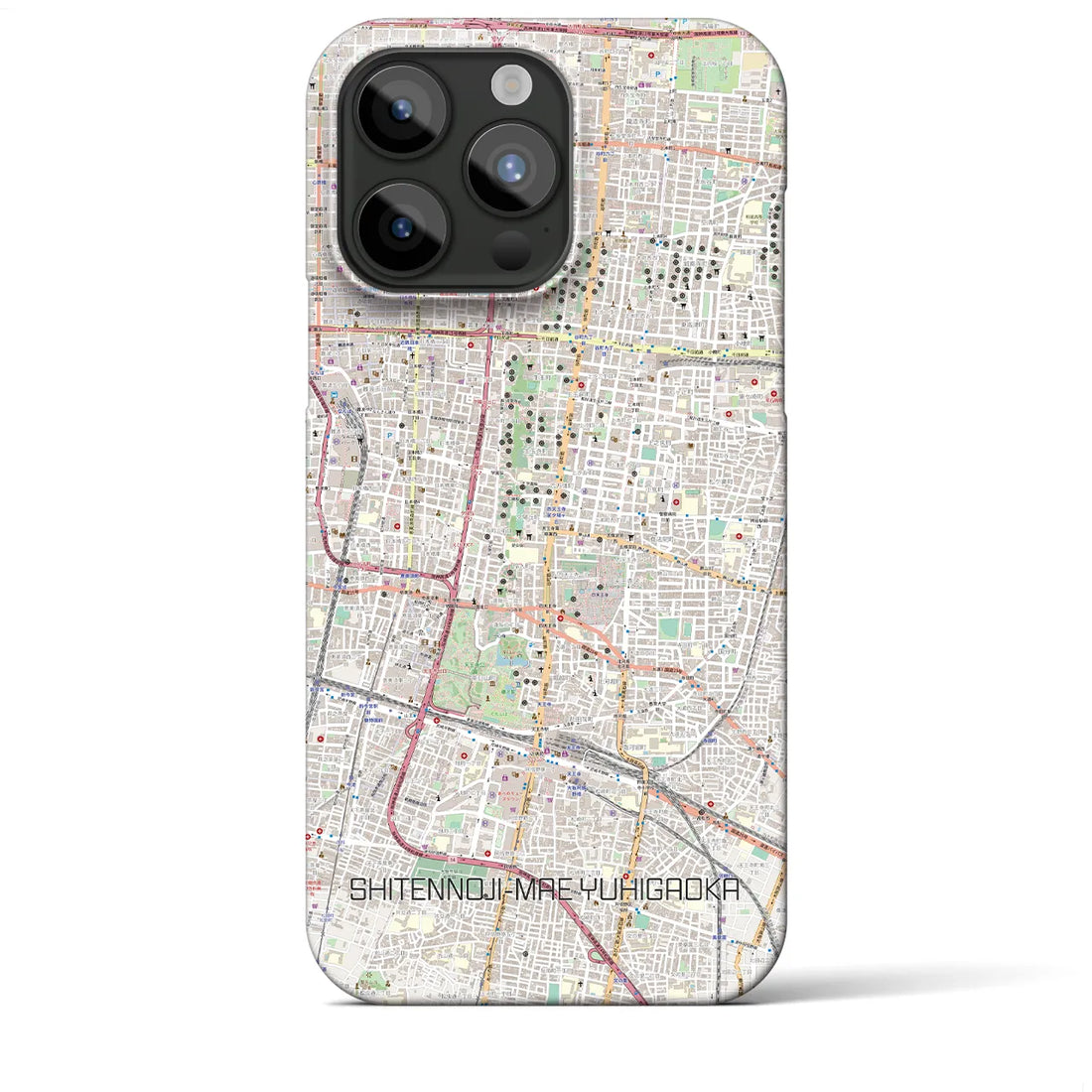 【四天王寺前夕陽ヶ丘】地図柄iPhoneケース（バックカバータイプ・ナチュラル）iPhone 15 Pro Max 用