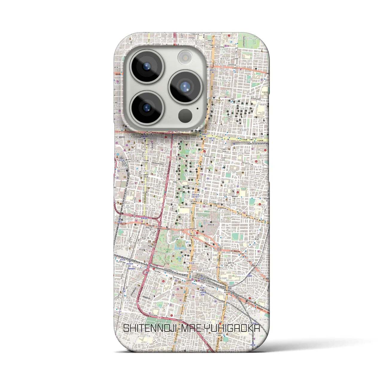 【四天王寺前夕陽ヶ丘】地図柄iPhoneケース（バックカバータイプ・ナチュラル）iPhone 15 Pro 用