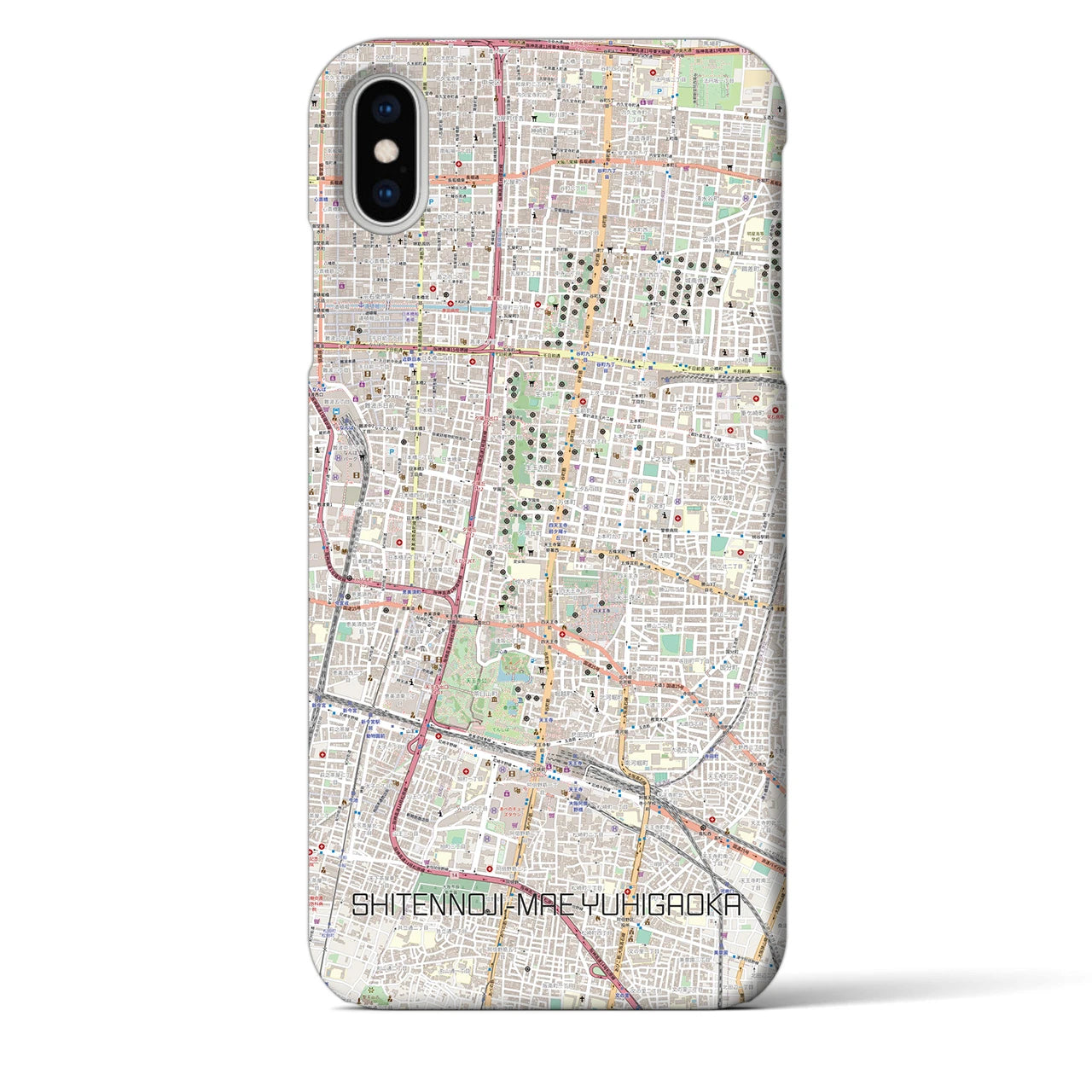 【四天王寺前夕陽ヶ丘】地図柄iPhoneケース（バックカバータイプ・ナチュラル）iPhone XS Max 用