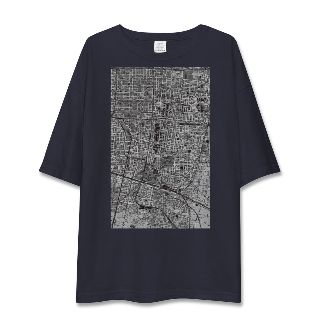 【四天王寺前夕陽ヶ丘（大阪府）】地図柄ビッグシルエットTシャツ