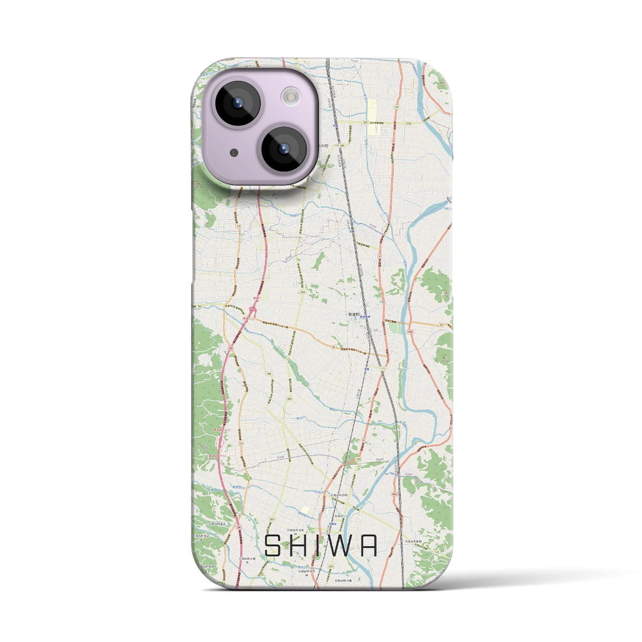 【紫波】地図柄iPhoneケース（バックカバータイプ・ナチュラル）iPhone 14 用