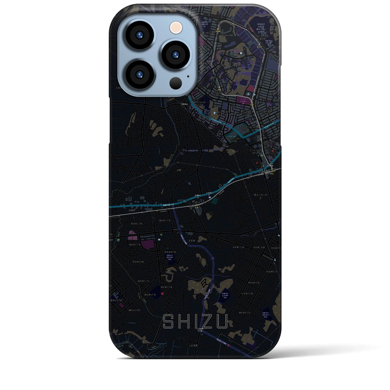 【志津】地図柄iPhoneケース（バックカバータイプ・ブラック）iPhone 13 Pro Max 用
